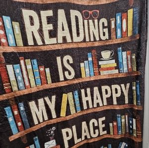 "Reading is my happy place" soft throw blanket, NWOT